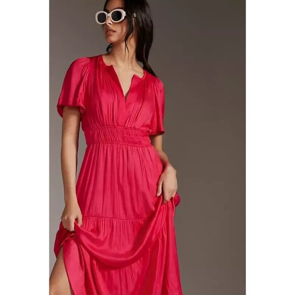 NWT by Anthropologie The Somerset Maxi in Pink Lumensilk Edition Dress M - Picture 7 of 9